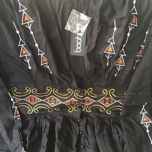 Boohoo Embroidered Plunge Maxi Dress Size 18 NWT